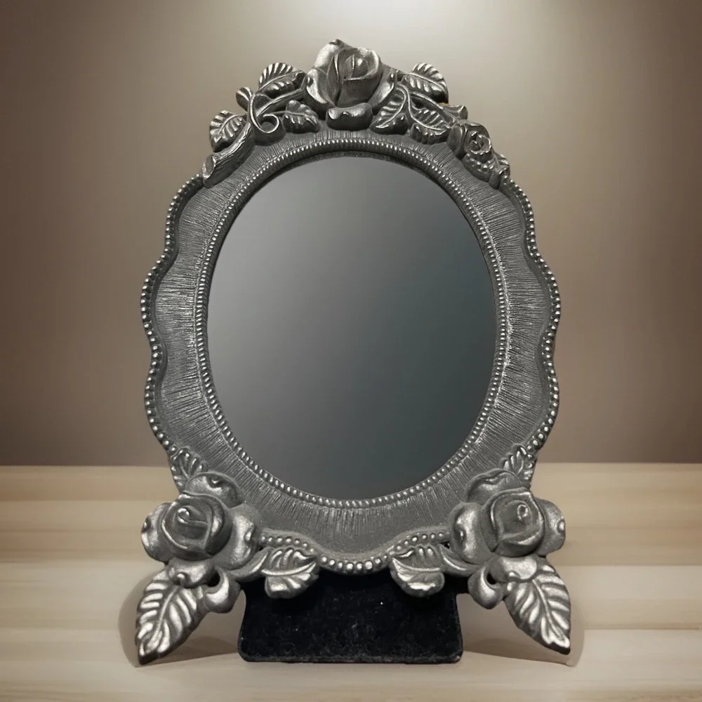 VTG Weston Gallery Roses Standing Oval 4x6 Picture Frame‎ Pewter